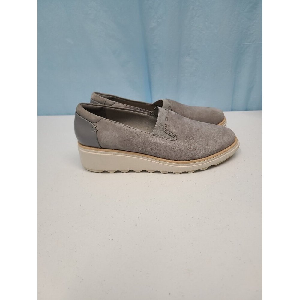 Clarks Sharon Gracie womens suede slip on loafers gray size 7 M 13288